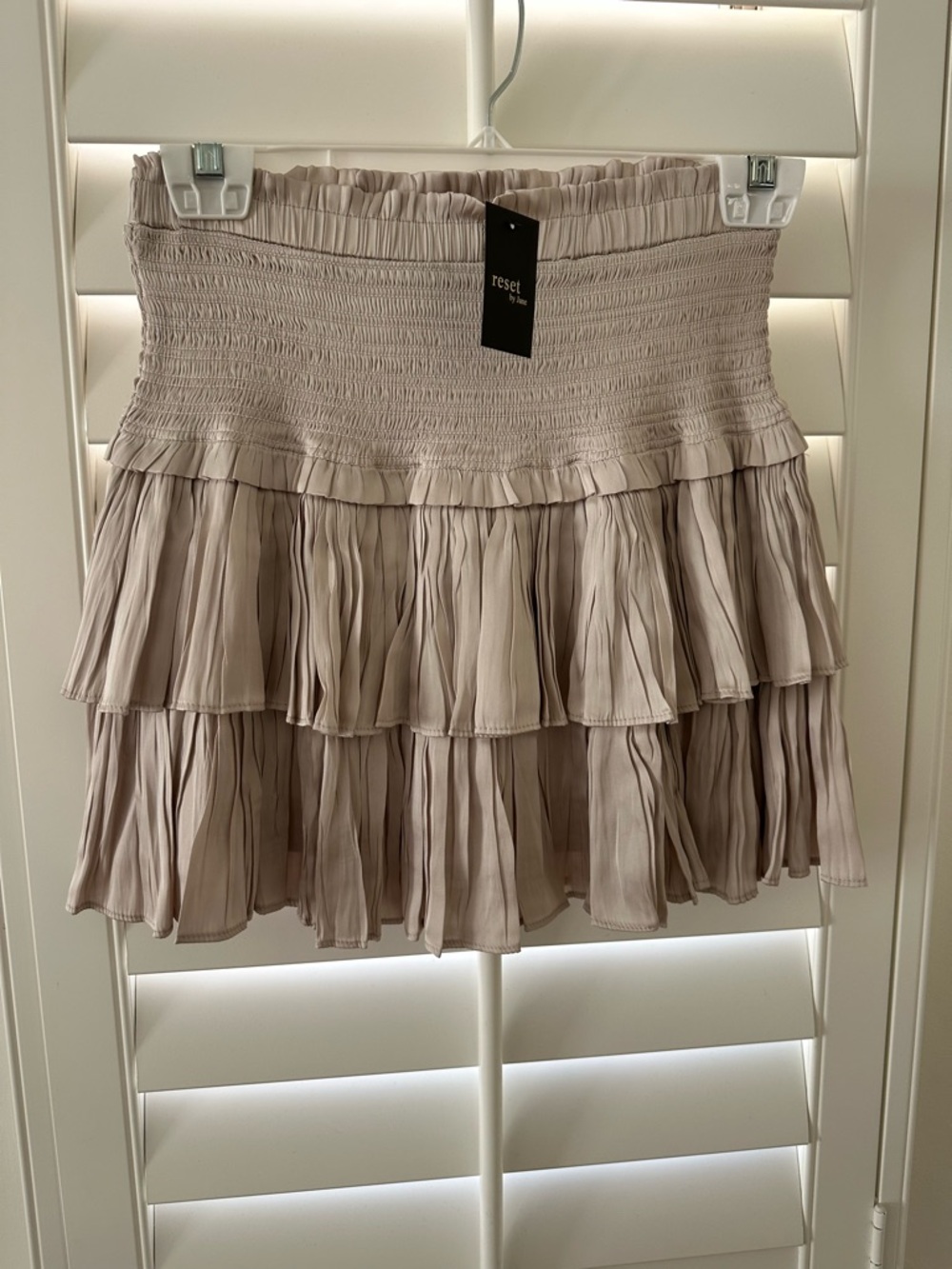 Reset by Jane Ruffle Mini Skirt - Light Taupe